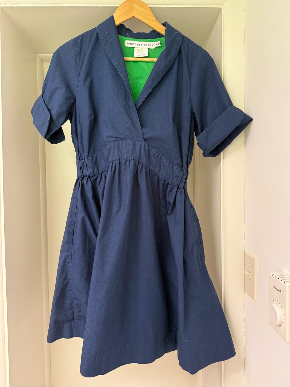 Gretchen Scott Designs cotton poplin Navy Short-Sleeve Dress
